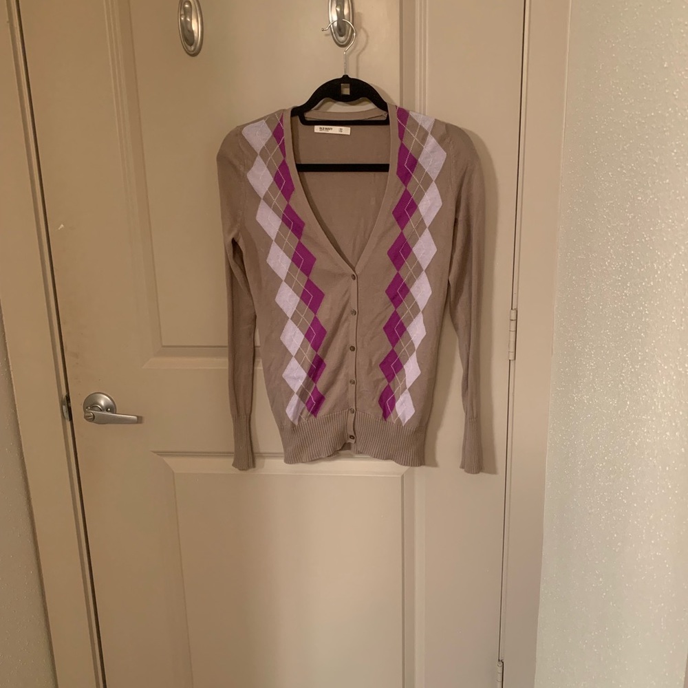 Beige argyle sweater